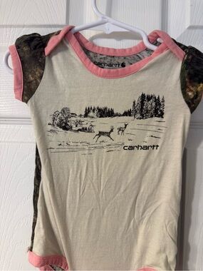Carhartt Cream Tee with Pink Trim and Camo Sleeves